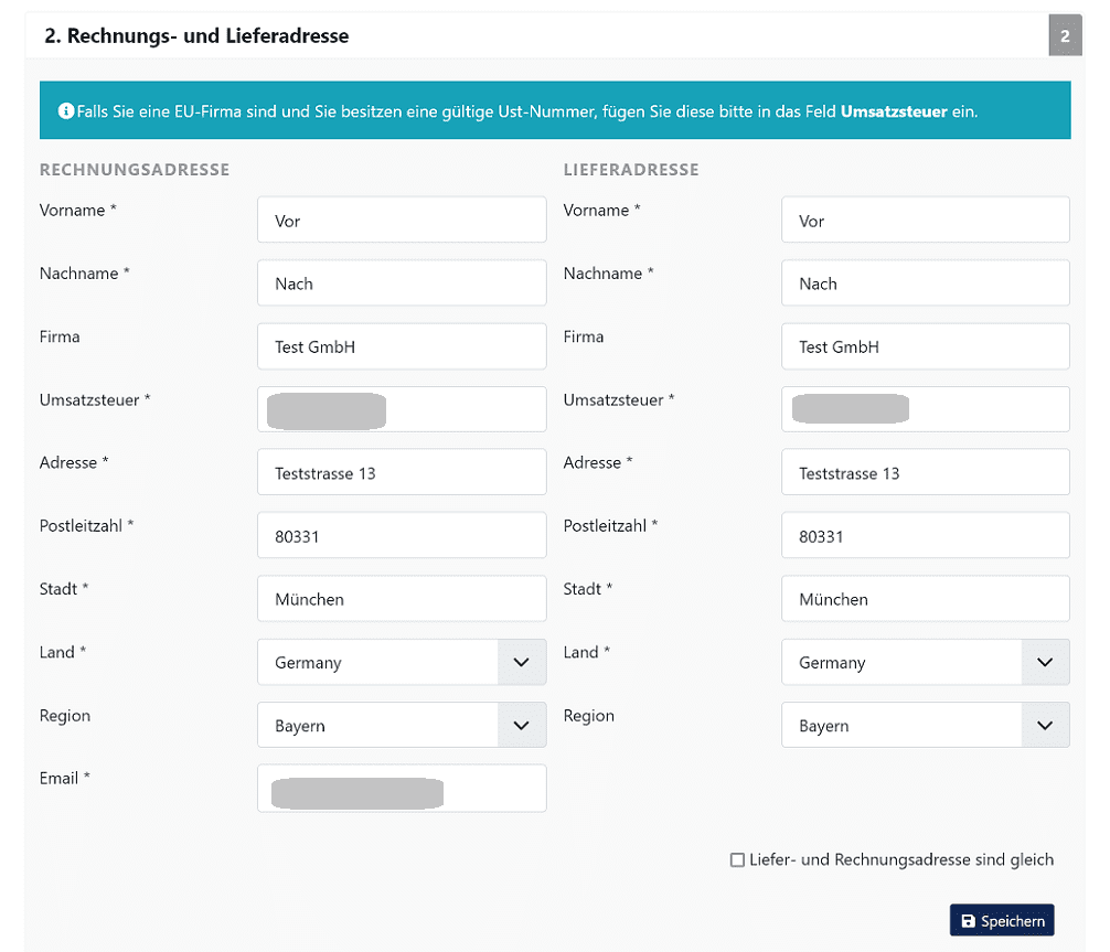 Phoca Cart - Standardanzeige von Formularfeldern